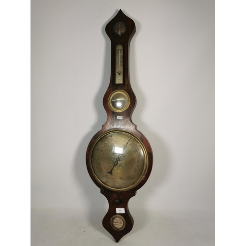 310 - A 19th century rosewood banjo barometer - approx. 104cm high