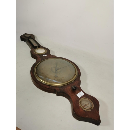 310 - A 19th century rosewood banjo barometer - approx. 104cm high