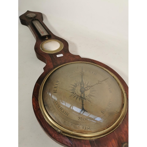 310 - A 19th century rosewood banjo barometer - approx. 104cm high