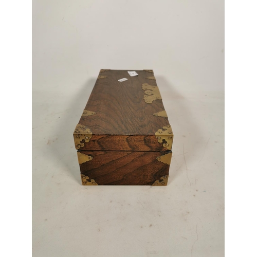 313 - A Korean elm box with brass fittings and key - approx. 11.5cm high x 33.5cm wide x 15cm deep (this k... 