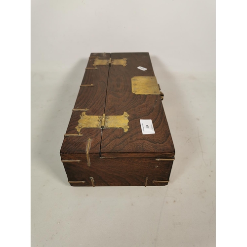 314 - A Korean elm box with brass fittings and lock - approx. 11cm high x 40cm wide x 18cm deep