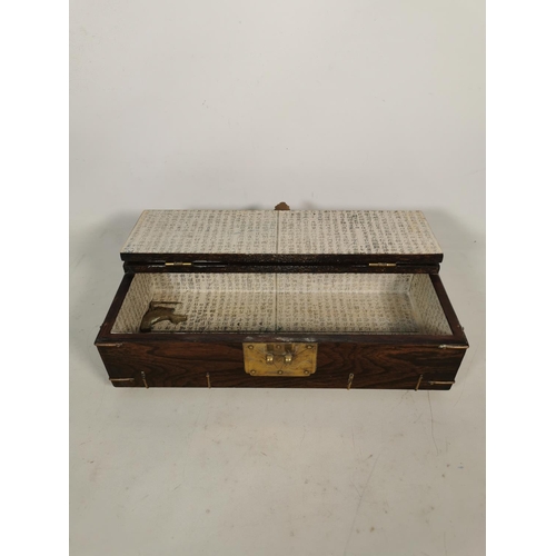 314 - A Korean elm box with brass fittings and lock - approx. 11cm high x 40cm wide x 18cm deep