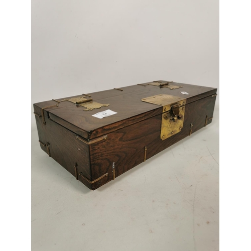 314 - A Korean elm box with brass fittings and lock - approx. 11cm high x 40cm wide x 18cm deep