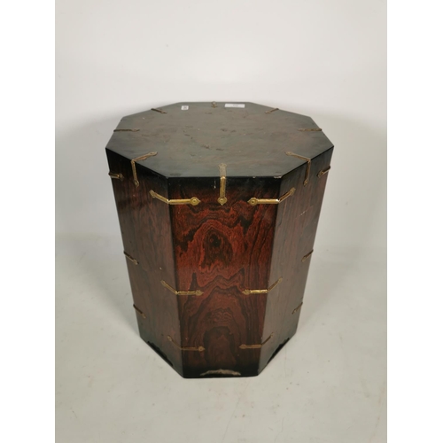 315 - A Korean elm octagonal cabinet with two doors and brass fittings - approx. 43cm high x 34cm wide x 3... 