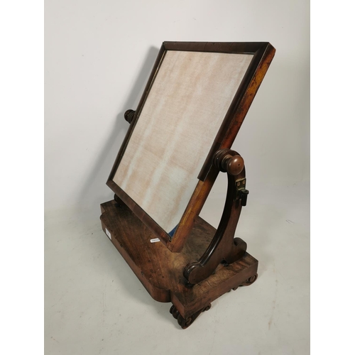 322 - A Victorian mahogany swinging bathroom mirror on scrolled supports