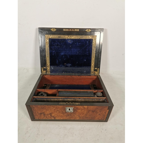 324 - A 19th century burr walnut writing box with with mother of pearl cartouche and escutcheon - approx. ... 