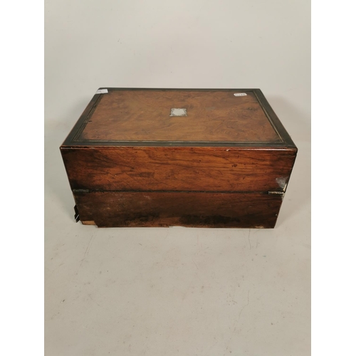 324 - A 19th century burr walnut writing box with with mother of pearl cartouche and escutcheon - approx. ... 