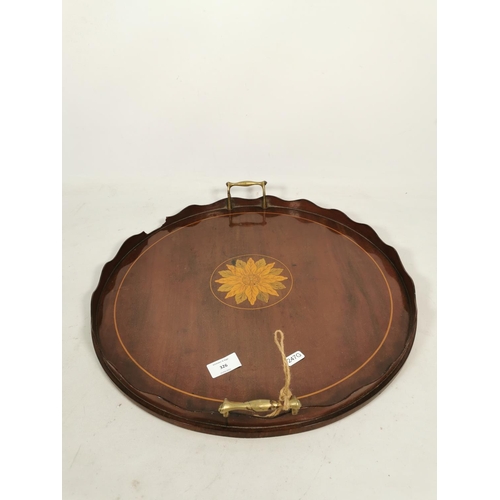 326 - An Edwardian inlaid mahogany twin handled tray - approx. 46cm diameter