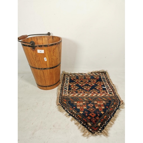 328 - Two items, one vintage pine bucket with handle - approx. 39cm high x 28cm diameter and one small vin... 