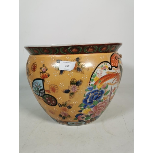 369 - A Chinese porcelain fish bowl jardiniere - approx. 25cm high x 30cm diameter