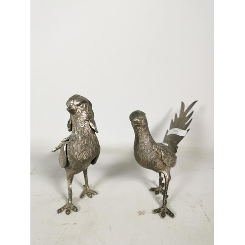 372 - A pair of silver plated pheasant figurines - approx. 16.5cm high