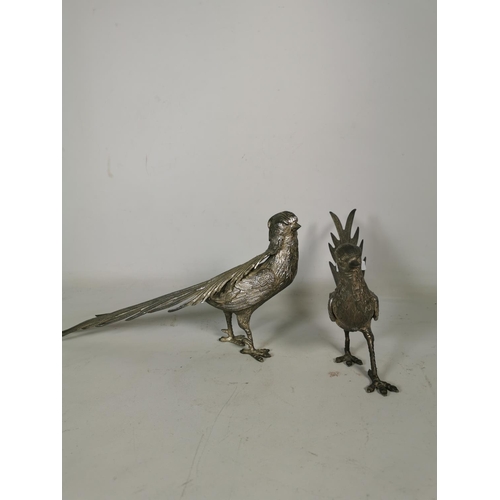 372 - A pair of silver plated pheasant figurines - approx. 16.5cm high