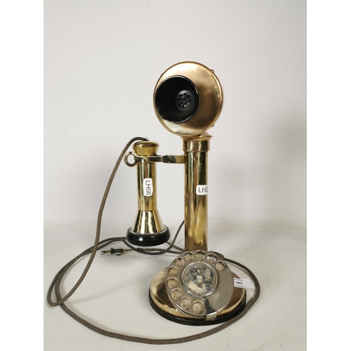 383 - An early 20th century brass candlestick telephone - approx. 31cm high