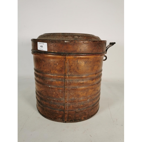 425 - An early 20th century metal top hat box