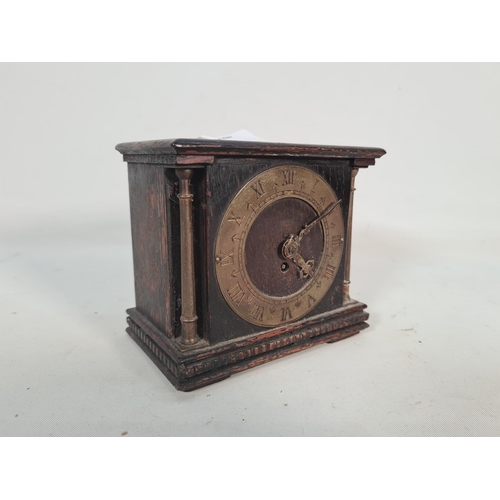 394 - A vintage Smiths oak cased 8 day miniature mantel clock - approx. 10.5cm high 11.5cm wide x 7cm deep