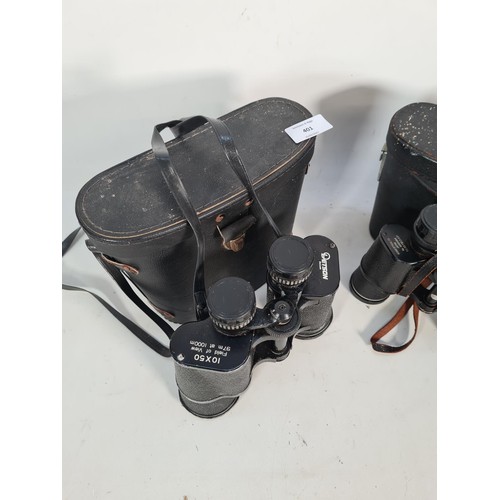 402 - Three items to include a pair of Japanese Pentax 7 x 35 field binoculars, pair of Letson 10 x 50 fie... 