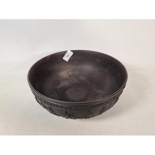 273 - A mid 20th century Wedgwood Dancing Hours black basalt bowl - approx. 25cm diameter x 10cm high