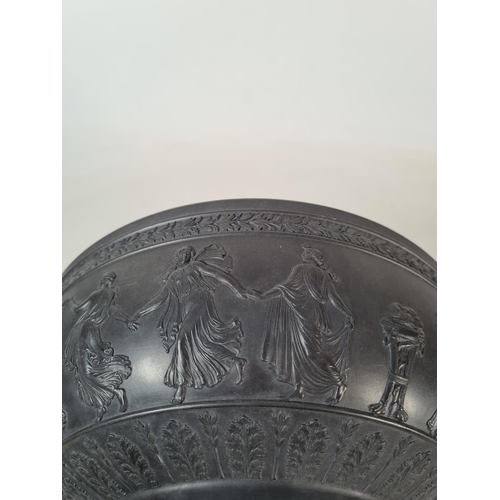 273 - A mid 20th century Wedgwood Dancing Hours black basalt bowl - approx. 25cm diameter x 10cm high