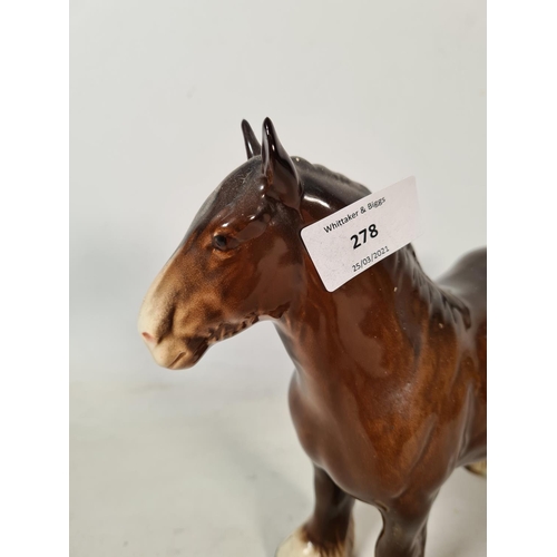 278 - A Beswick brown shire horse figurine - approx. 22cm high