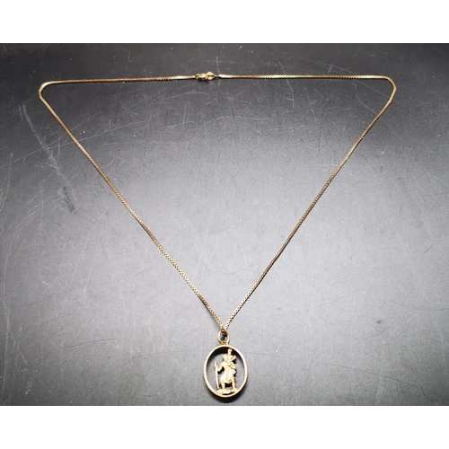 116 - A hallmarked 9ct gold Saint Christopher pendant necklace - approx. gross weight 7.85 grams
