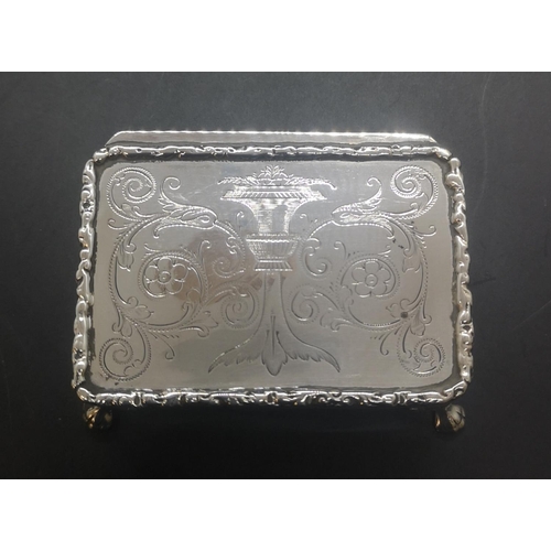 17 - A hallmarked Birmingham silver miniature jewellery box on footed base with silk lined interior by Wi... 