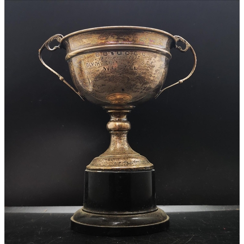 47 - A hallmarked Birmingham silver trophy on stand possibly by Thomas Fattorini, dated 1933 - approx. we... 