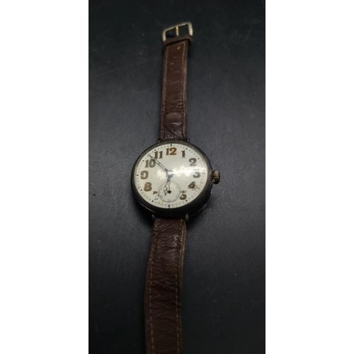 65 - A vintage 925 silver Swiss made 15 jewels wristwatch with brown leather strap