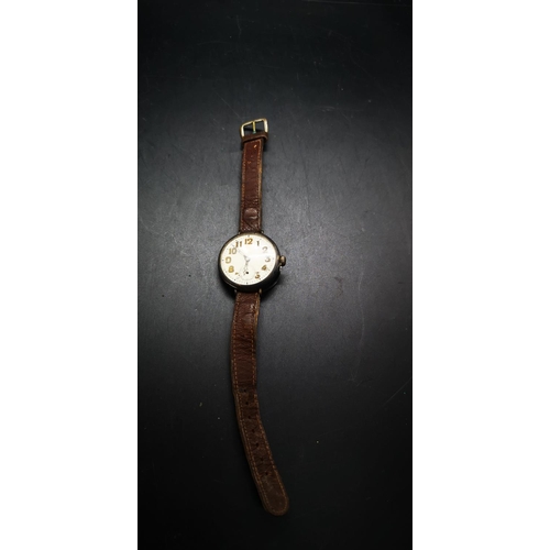 65 - A vintage 925 silver Swiss made 15 jewels wristwatch with brown leather strap
