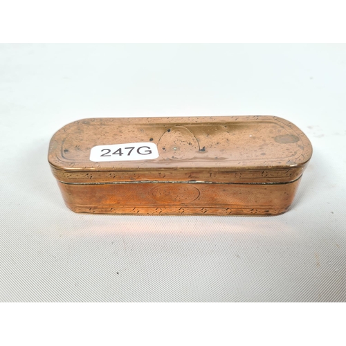 264 - A 19th century copper oblong snuff box - approx. 10cm wide x 3.5cm deep x 2.5cm high