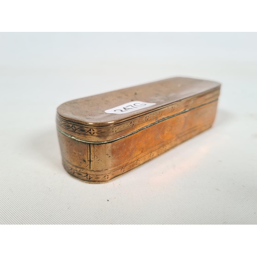 264 - A 19th century copper oblong snuff box - approx. 10cm wide x 3.5cm deep x 2.5cm high