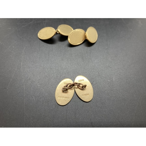 176 - Two items, one pair of gold coloured gents cufflinks and one hallmarked 9ct gold gents cufflink - ap... 