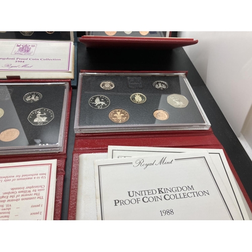 192 - Thirteen cased Royal Mint United Kingdom Proof Coin Collections for years 1984, 1985, 1986, 1987, 19... 