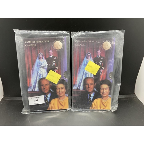 197 - Two issue envelopes containing 1997 Golden Wedding crown coins