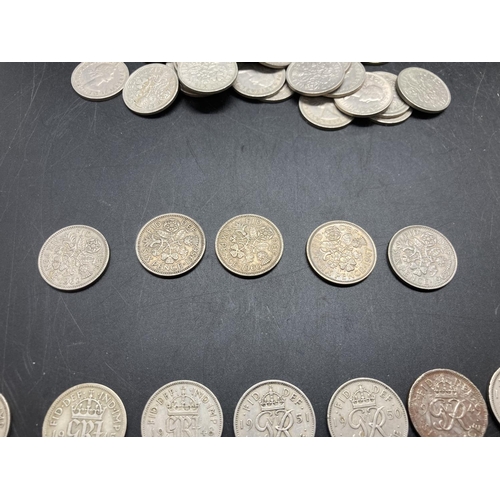 207 - Approx. 143 sixpences including five pre 1946 50% silver examples