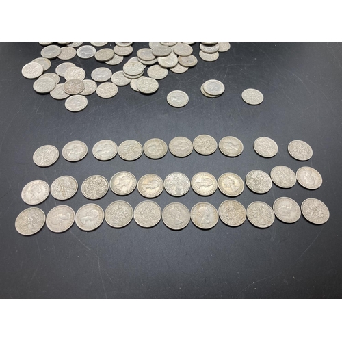 207 - Approx. 143 sixpences including five pre 1946 50% silver examples