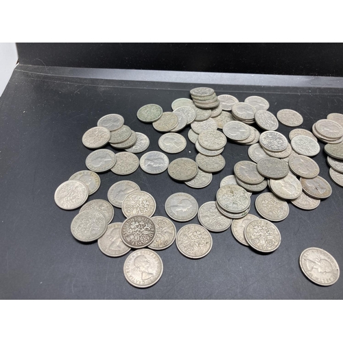 207 - Approx. 143 sixpences including five pre 1946 50% silver examples
