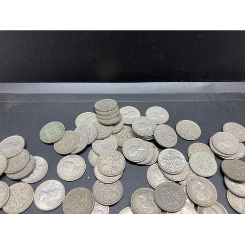207 - Approx. 143 sixpences including five pre 1946 50% silver examples