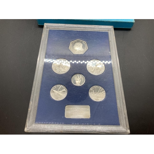 213 - A cased Pobjoy Mint 1974 92.5% silver Winston Churchill Centenary six coin set - limited edition of ... 