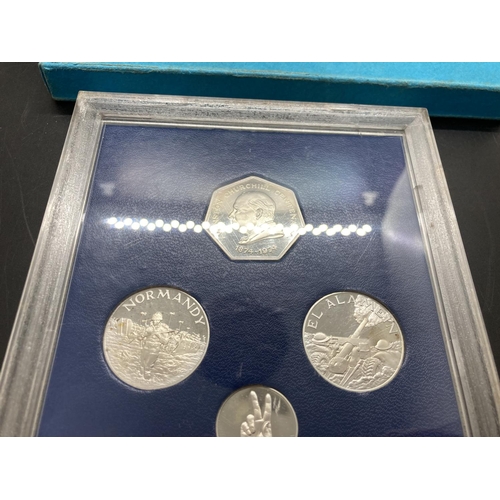 213 - A cased Pobjoy Mint 1974 92.5% silver Winston Churchill Centenary six coin set - limited edition of ... 