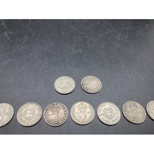 214 - Forty one silver threepences, nineteen pre 1920 92.5% and twenty two 1920-1946 50%