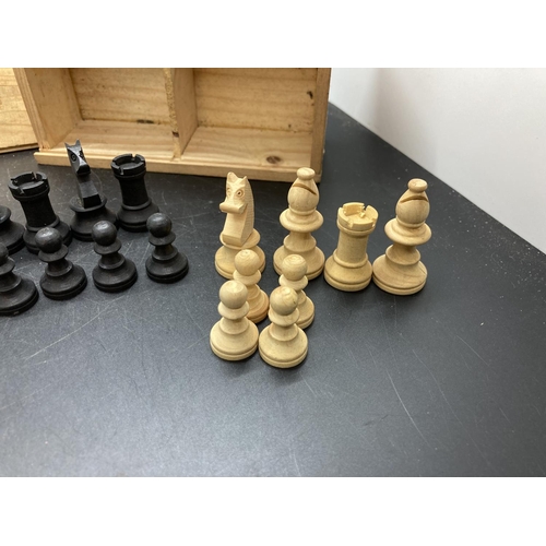 242 - A complete vintage Staunton wooden and ebonised chess set