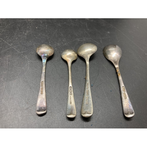 252 - Four hallmarked silver mustard spoons and four EPNS and nickel silver mustard spoons - approx. silve... 