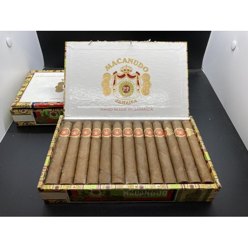 256 - Two boxes of Macanudo Jamaica cigars, one box complete with 25 and the other box contains 20