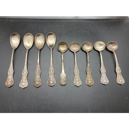 36 - Nine items to include eight hallmarked Glasgow silver spoons, six by J & W Mitchell dated 1863 - app... 