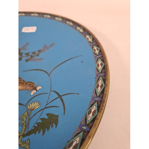 386 - A cloisonné wall charger with stylized bird design - approx. 31cm diameter