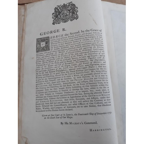 413 - Three antique books to include vol. 1 and 2 of  'The Gardeners Dictionary' by Philip Miller and 'Mod... 