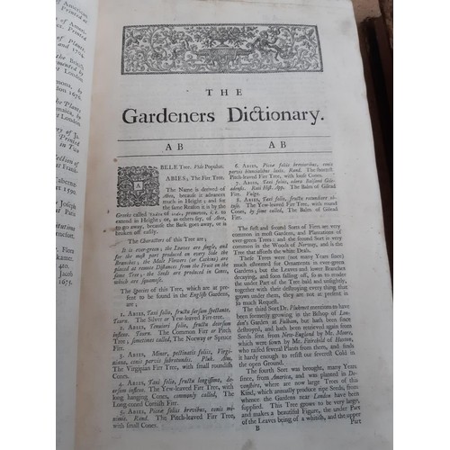 413 - Three antique books to include vol. 1 and 2 of  'The Gardeners Dictionary' by Philip Miller and 'Mod... 