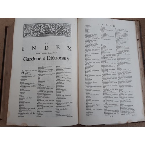 413 - Three antique books to include vol. 1 and 2 of  'The Gardeners Dictionary' by Philip Miller and 'Mod... 