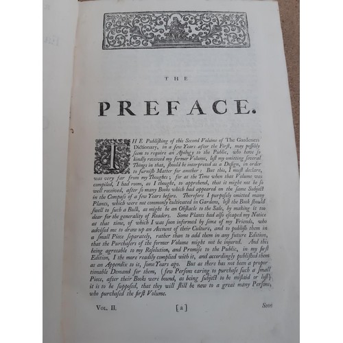 413 - Three antique books to include vol. 1 and 2 of  'The Gardeners Dictionary' by Philip Miller and 'Mod... 