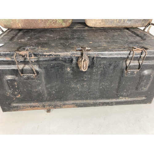 48 - Three WWII items all dated 1943, two jerry cans and one equipment box